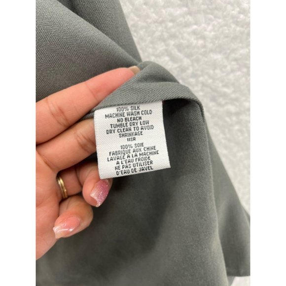 Eileen Fisher Womens Jacket Coat Gray Herringbone Buttons Slit 100% Silk L - Picture 7 of 8